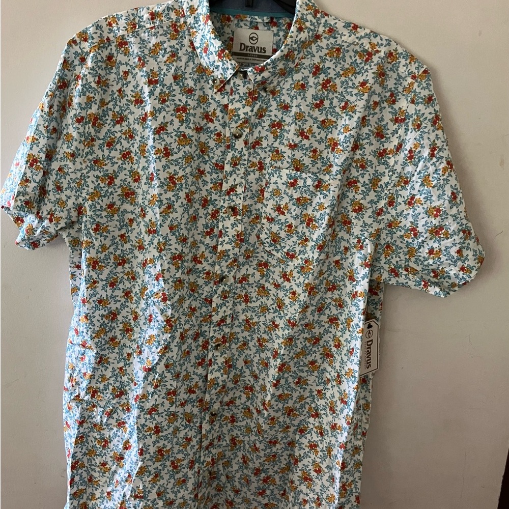 Men's Floral Short Sleeve Shirt - Multicolor Size L Dravus